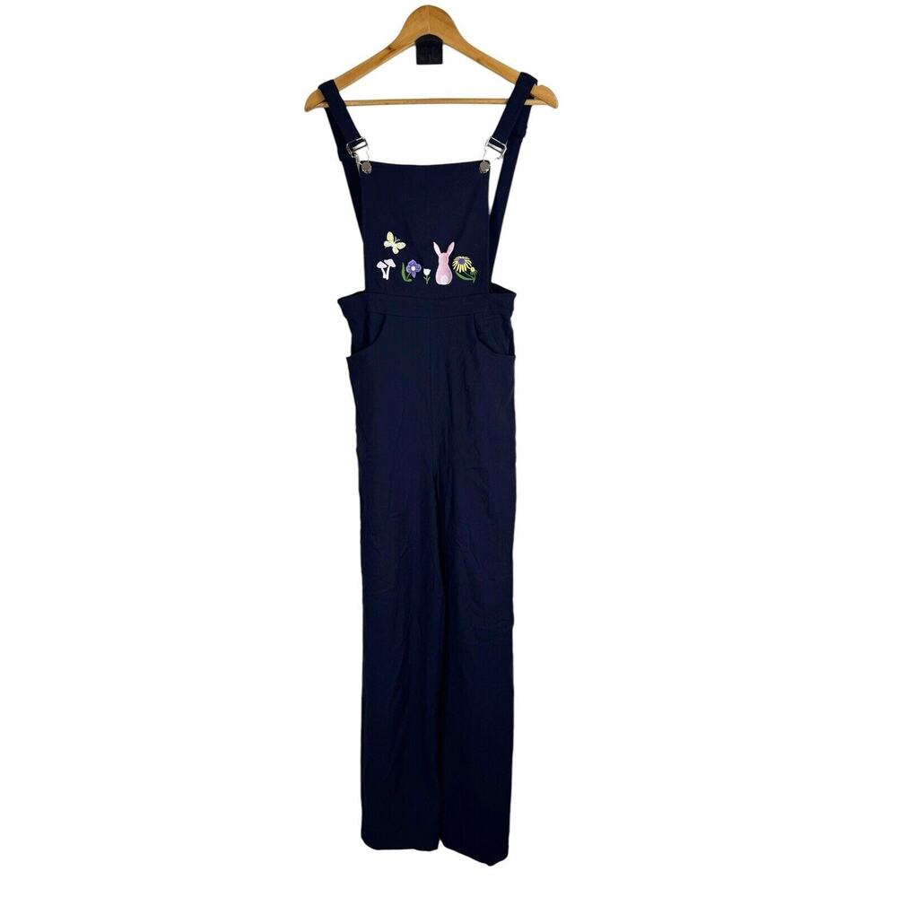 ModCloth X Collectif Kayden Enchanted Embroidery Dungarees Bunny Overalls Large
